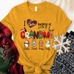 Lofaris I love Being A Grandma Christmas Custom T-Shirt
