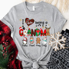 Lofaris I love Being A Grandma Christmas Custom T-Shirt