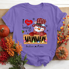 Lofaris I Love Being A Mawmaw Snowman Christmas T-Shirt