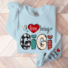 Lofaris I Love Being Gigi Grandma Kid Custom Gift Sweatshirt
