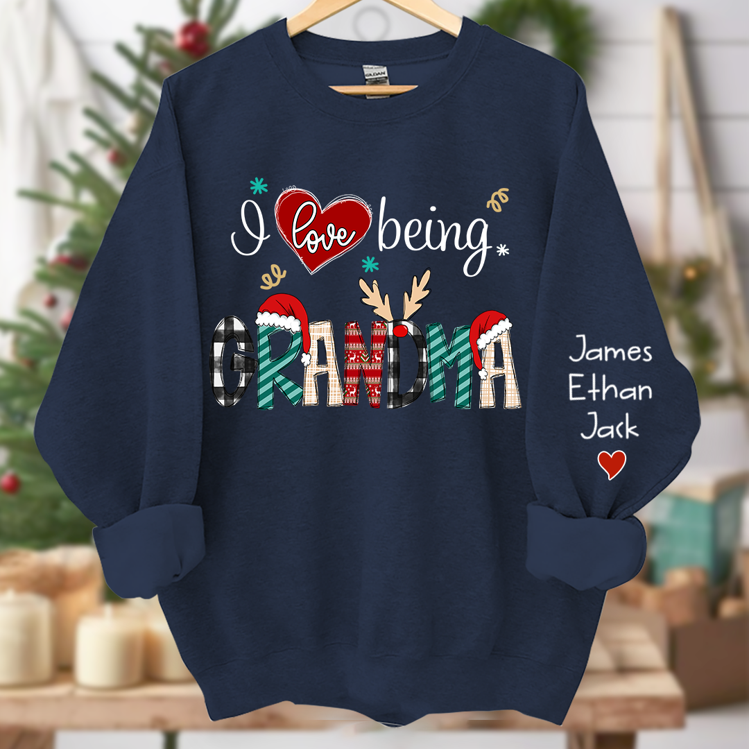 Lofaris I Love Being Grandma Christmas Custom Sweatshirt