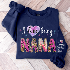 Lofaris I Love Being Nana Pink Leopard Custom Sweatshirt