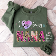 Lofaris I Love Being Nana Pink Leopard Custom Sweatshirt