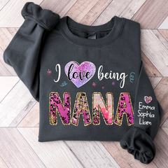 Lofaris I Love Being Nana Pink Leopard Custom Sweatshirt