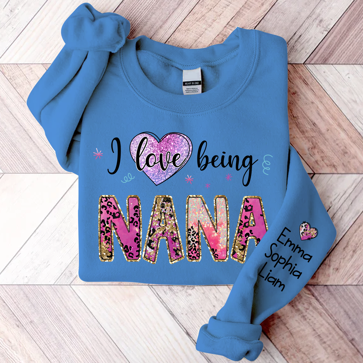 Lofaris I Love Being Nana Pink Leopard Custom Sweatshirt