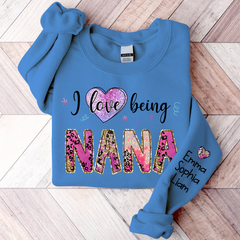Lofaris I Love Being Nana Pink Leopard Custom Sweatshirt