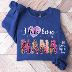 Lofaris I Love Being Nana Pink Leopard Custom Sweatshirt