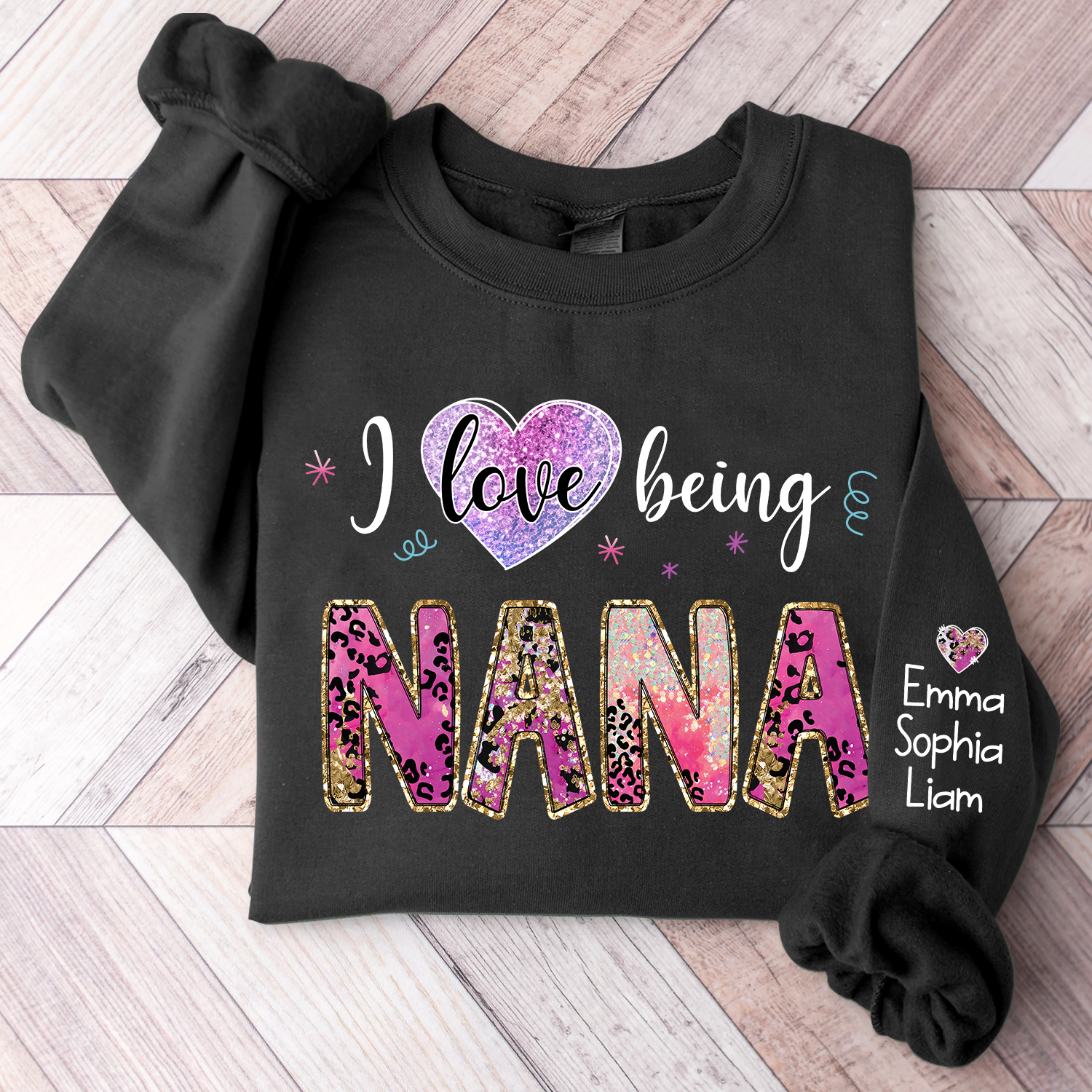 Lofaris I Love Being Nana Pink Leopard Custom Sweatshirt
