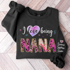 Lofaris I Love Being Nana Pink Leopard Custom Sweatshirt