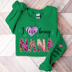Lofaris I Love Being Nana Pink Leopard Custom Sweatshirt