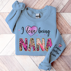 Lofaris I Love Being Nana Pink Leopard Custom Sweatshirt