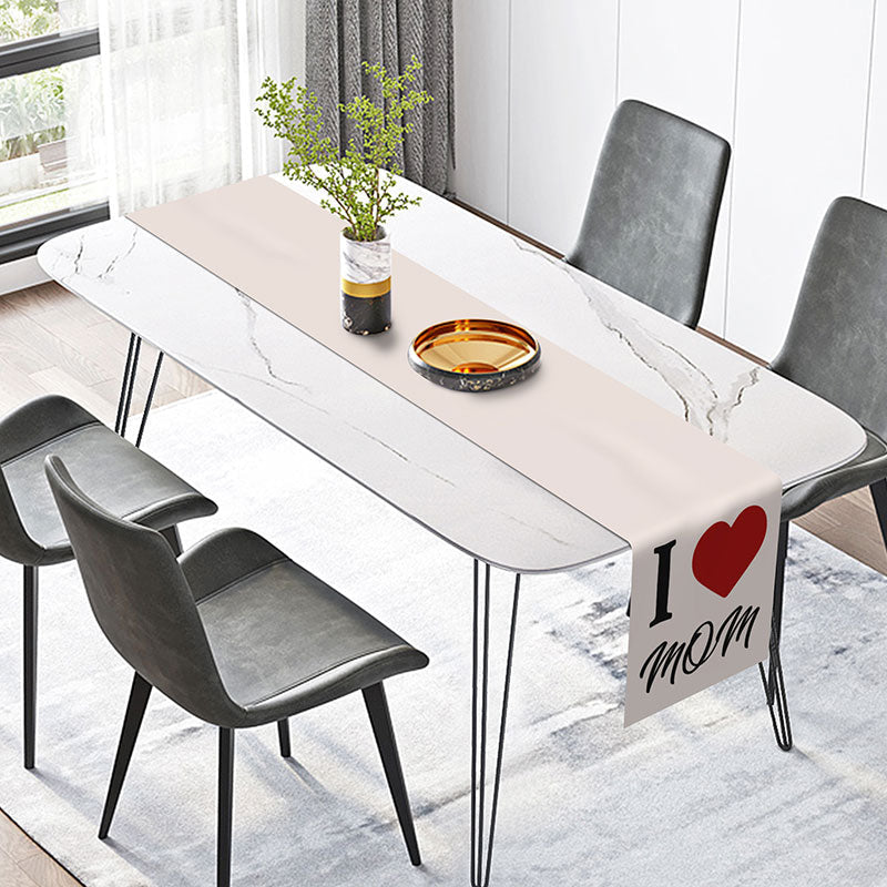 Lofaris I Love Mom Light Grey Happy Mothers Day Table Runner