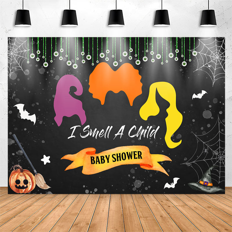 Lofaris I Smell A Child Cobweb Bat Baby Shower Backdrop