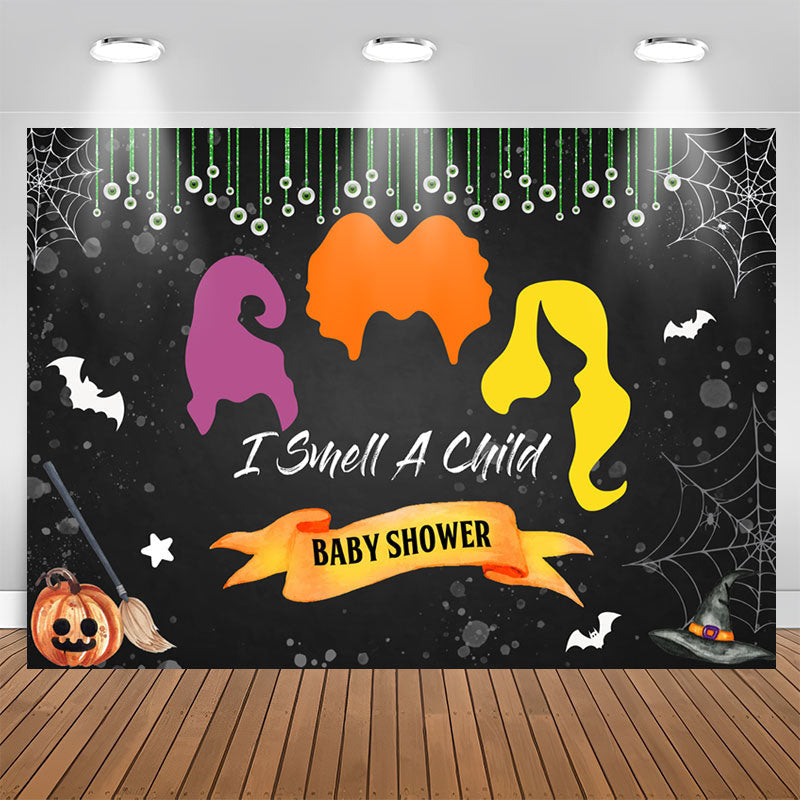 Lofaris I Smell A Child Cobweb Bat Baby Shower Backdrop