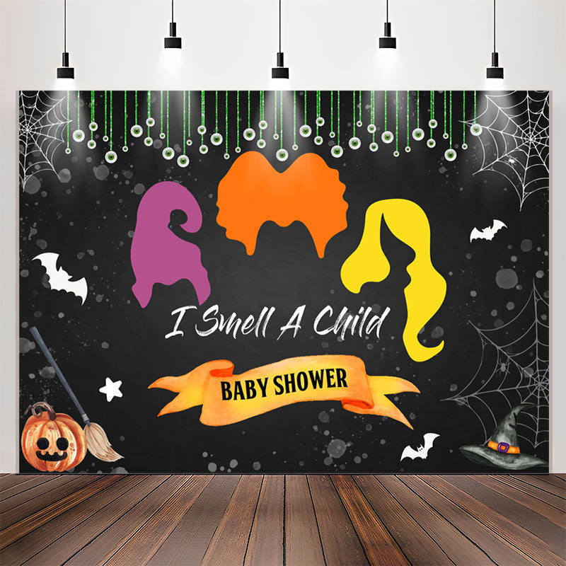 Lofaris I Smell A Child Cobweb Bat Baby Shower Backdrop