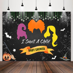 Lofaris I Smell A Child Cobweb Bat Baby Shower Backdrop