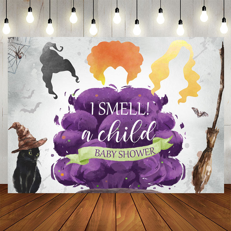 Lofaris I Smell A Child Magical Cat Baby Shower Backdrop