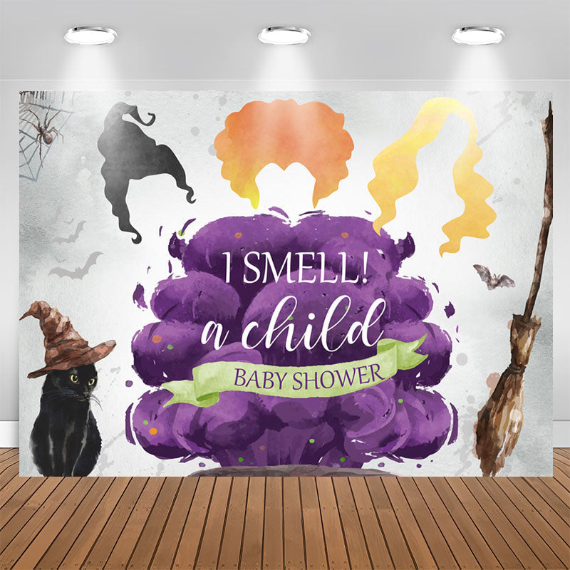 Lofaris I Smell A Child Magical Cat Baby Shower Backdrop