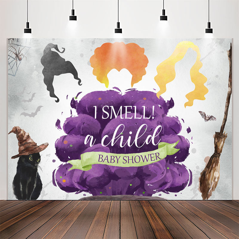 Lofaris I Smell A Child Magical Cat Baby Shower Backdrop
