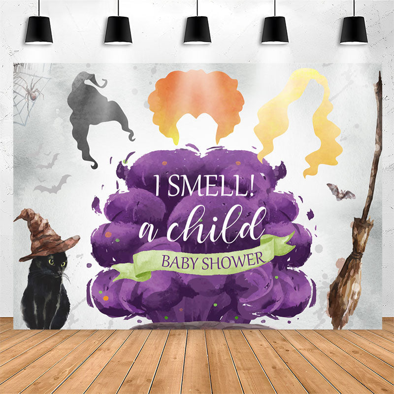 Lofaris I Smell A Child Magical Cat Baby Shower Backdrop