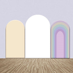 Lofaris Incarnadine White Rainbow Party Arch Backdrop Kit