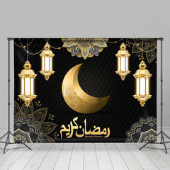 Lofaris India Eid Mubarak Golden Moon Light Black Backdrop