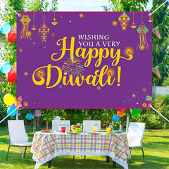 Lofaris Indian Deepavali Lights Purple Happy Diwali Backdrop