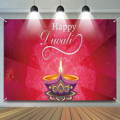 Lofaris Indian Light Red Simple Happy Diwali Backdrop