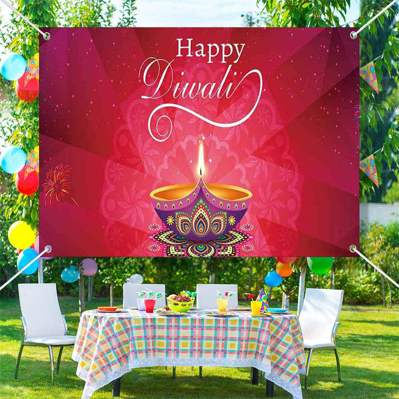 Lofaris Indian Light Red Simple Happy Diwali Backdrop
