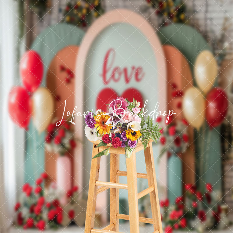 Lofaris Indoor Modern Balloons Floral Love Wedding Backdrop