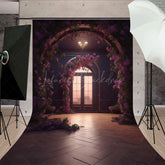 Lofaris Indoor Room Arch Purple Floral Window Photo Backdrop