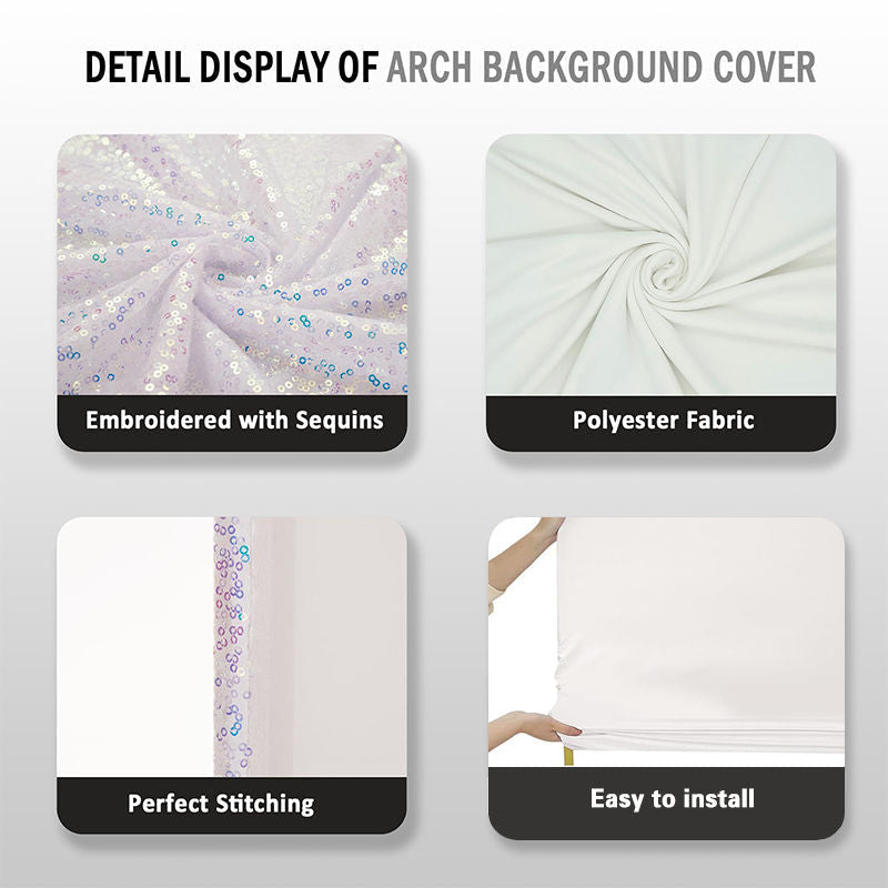 Lofaris Iridescent Sequin Fitted Arch Backdrop Cover for Wedding Decor
