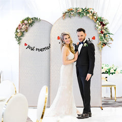 Lofaris Iridescent Sequin Fitted Arch Backdrop Cover for Wedding Decor