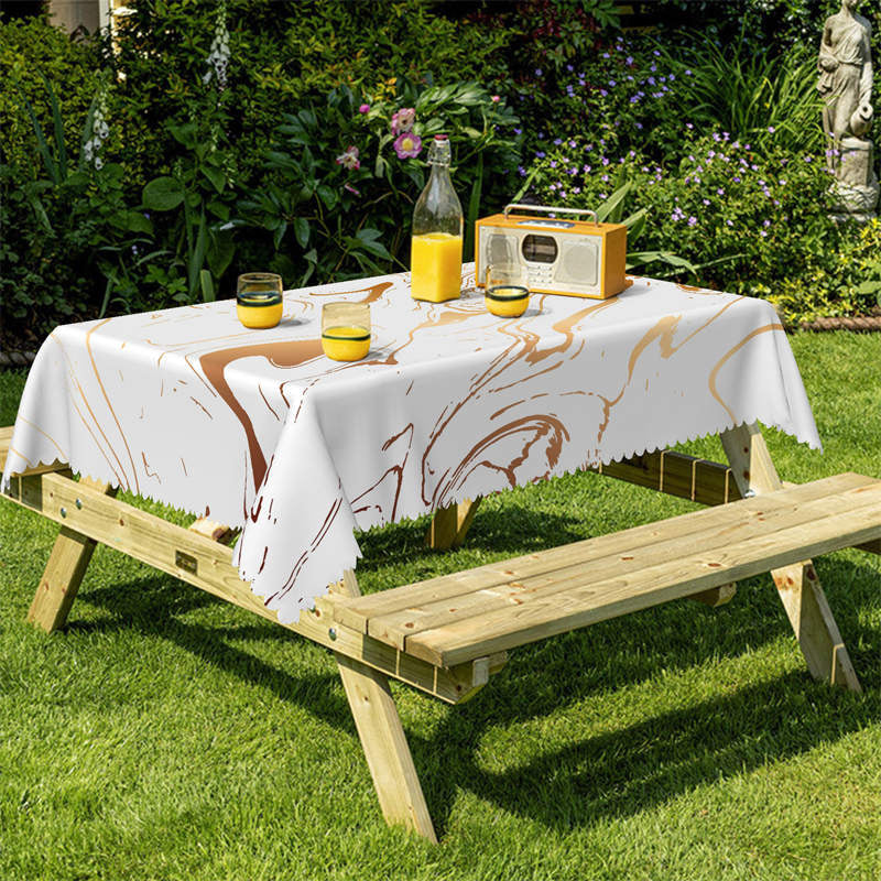 Lofaris Irregular Artistic Brown Lines Rectangle Tablecloth