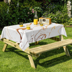 Lofaris Irregular Artistic Brown Lines Rectangle Tablecloth