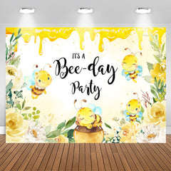 Lofaris Its A Bee Day Party Honey Happy Birthday Backdrop