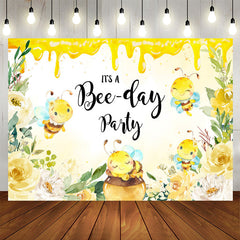 Lofaris Its A Bee Day Party Honey Happy Birthday Backdrop