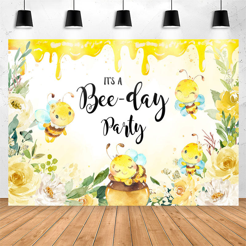 Lofaris Its A Bee Day Party Honey Happy Birthday Backdrop