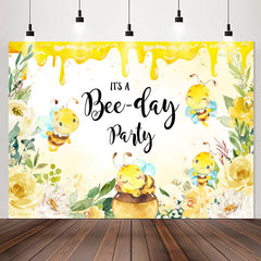 Lofaris Its A Bee Day Party Honey Happy Birthday Backdrop