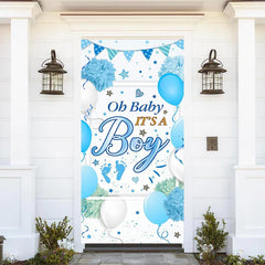 Lofaris Its A Boy Blue Floral Balloon Baby Shower Door Cover