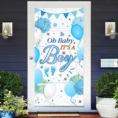 Lofaris Its A Boy Blue Floral Balloon Baby Shower Door Cover