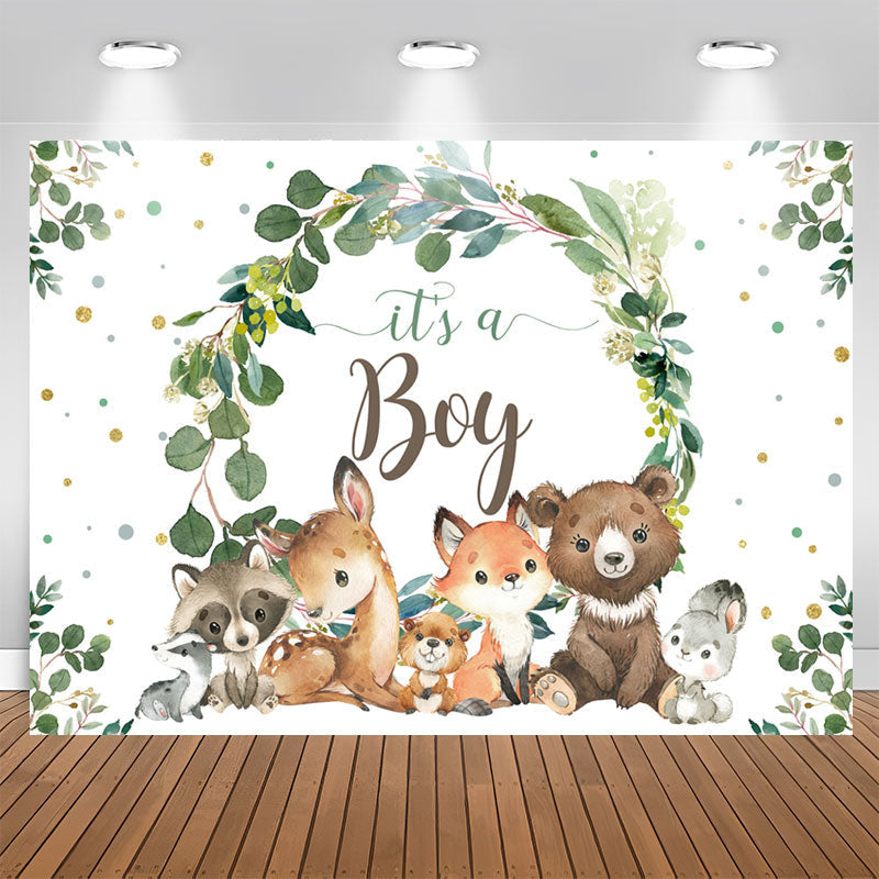 Lofaris Its A Boy Safari Plants Animals Baby Shower Backdrop