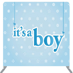 Lofaris Its A Boy Stars Pattern Blue Baby Shower Backdrop
