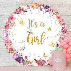 Lofaris Its A Girl Butterflies Floral Baby Shower Backdrop