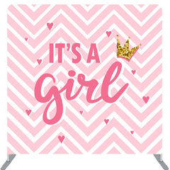 Lofaris Its A Girl Pink Wave Stripe Baby Shower Party Backdrop