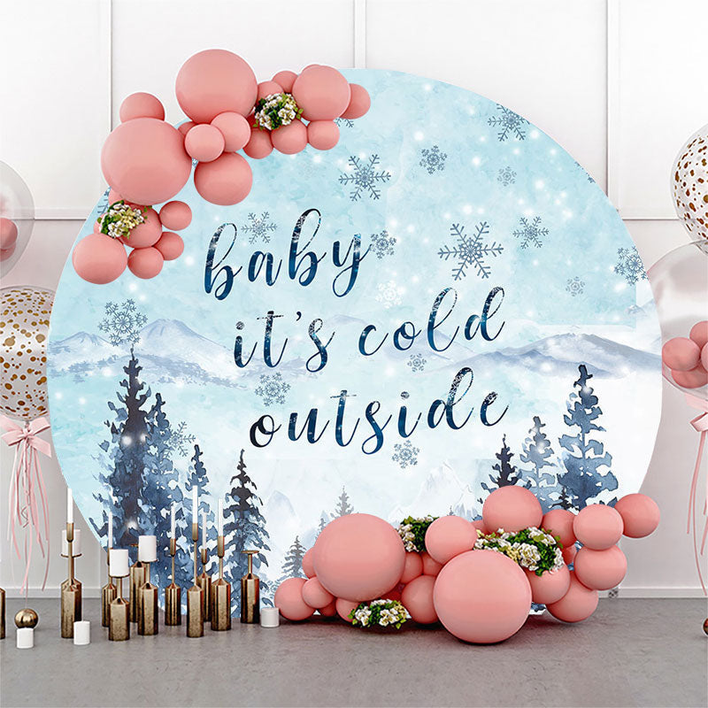 Lofaris Its Cold Outside Snow Round Baby Shower Backdrop