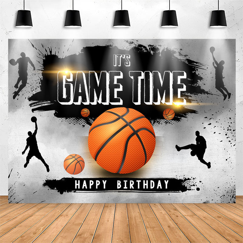 Lofaris Its Game Time Basketball Ink Splash Birthday Backdrop