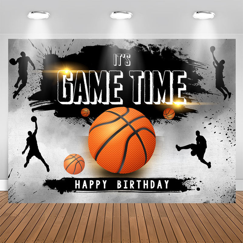 Lofaris Its Game Time Basketball Ink Splash Birthday Backdrop