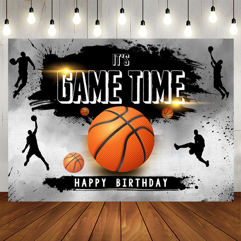 Lofaris Its Game Time Basketball Ink Splash Birthday Backdrop