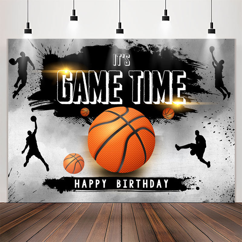 Lofaris Its Game Time Basketball Ink Splash Birthday Backdrop